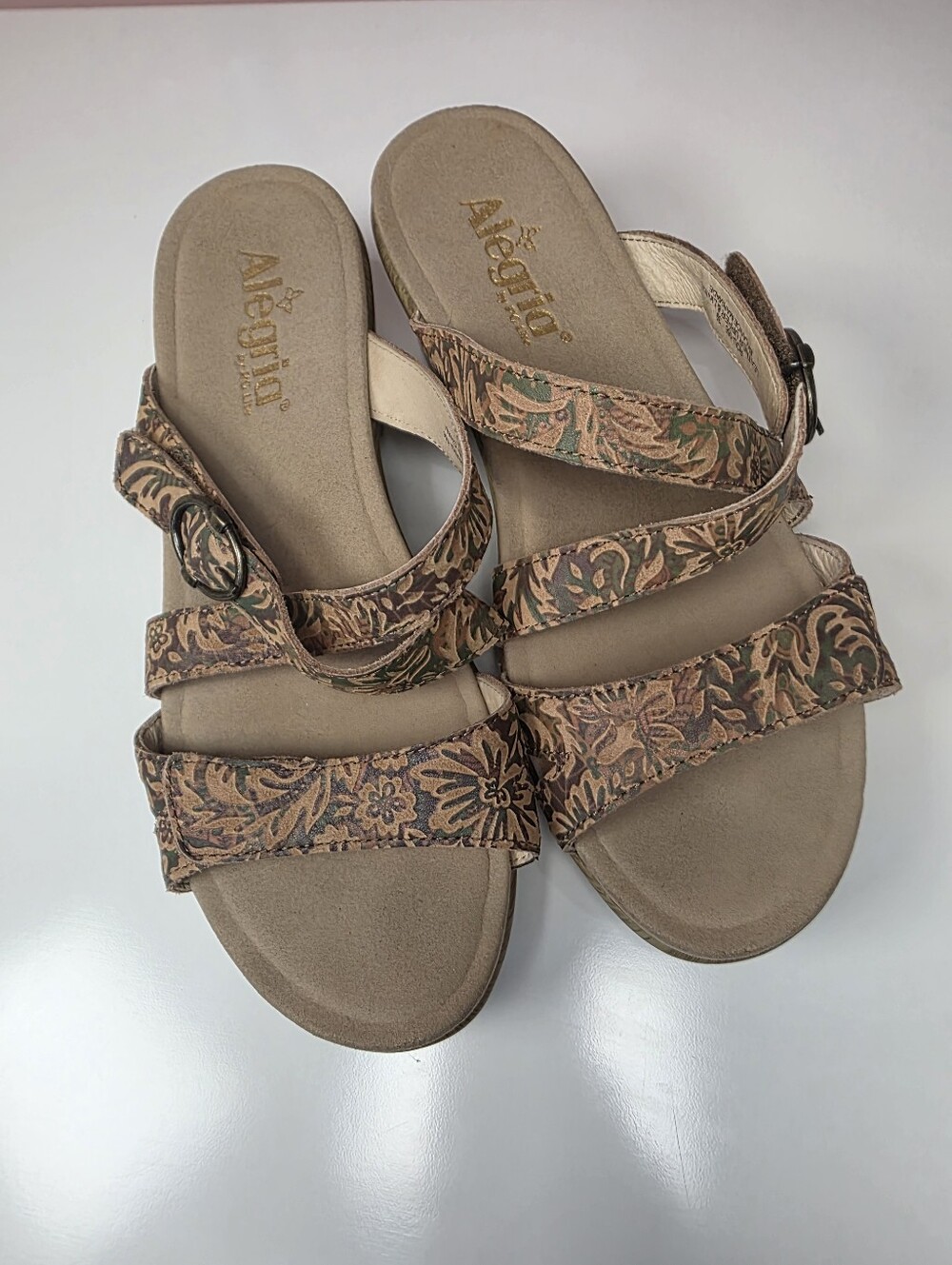 Alegria Roux Country Road Leather Wedge Sandals EU 39 New